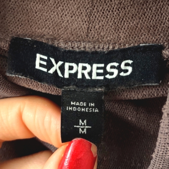Express Fo Suede Mocha Mock Neck Long Sleeve Tee Size M - Picture 8 of 11
